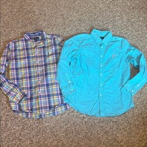 Bundle Polo Ralph Lauren Button down Youth Boys Large Teal plaid Purple